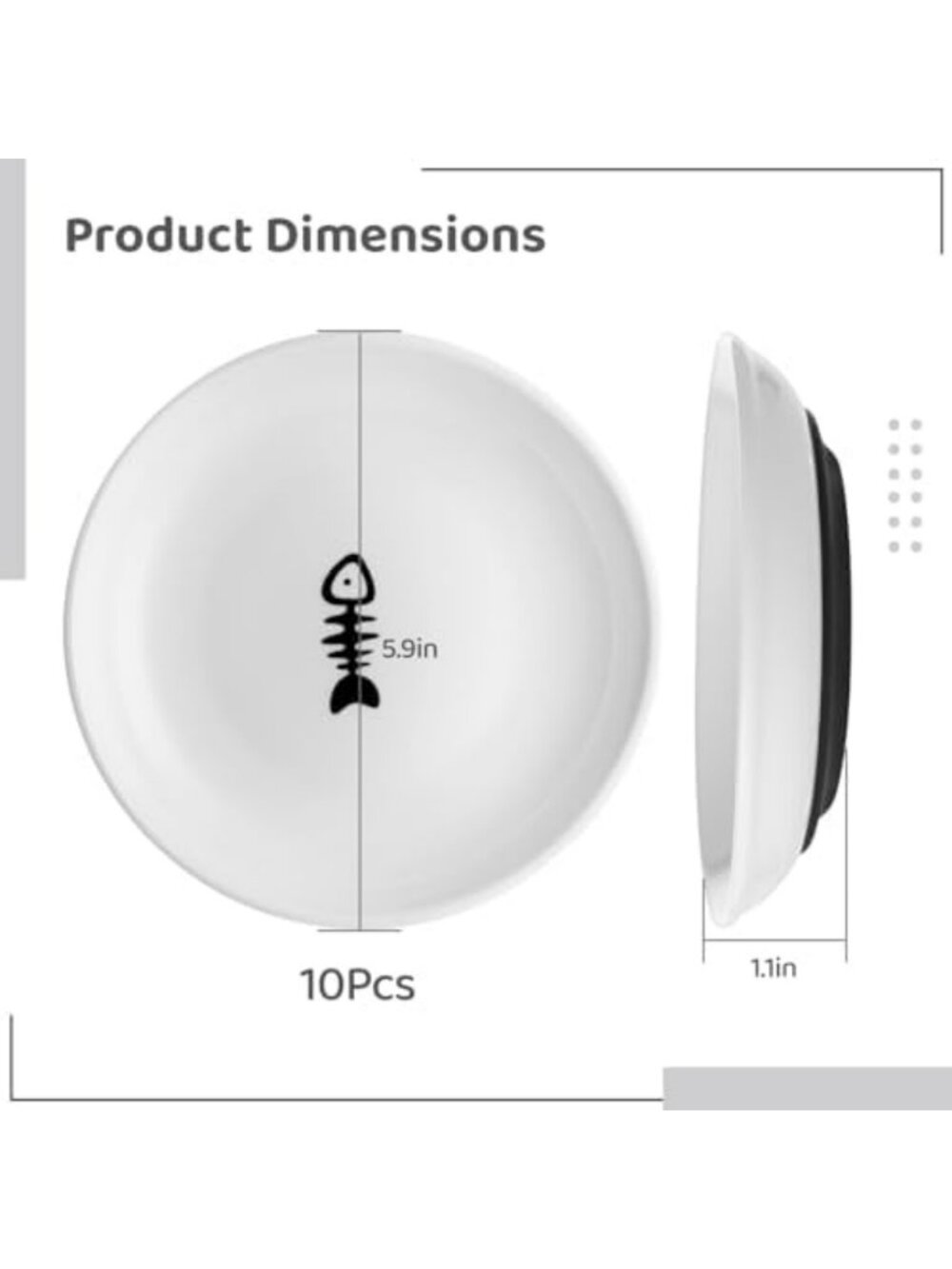 10 Pack Ceramic Cat Bowls - Wide Shallow Dishes, Non-Slip Bottom, No Whisker - Picture 2 of 7